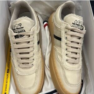 Moncler Cream and Tan Sneakers